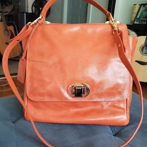 🦄  🎉HP🎉Orange Leather Badgley Mischka Satchel Bag
